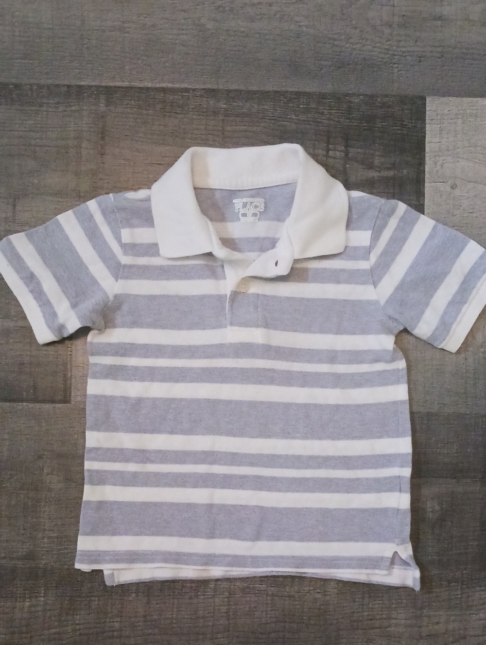 The Children's Place Gray & White Striped Polo
